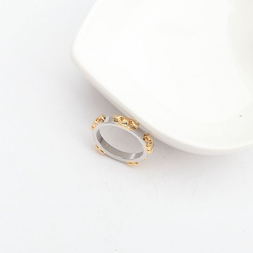 Tory Burch Serif T Stackable Ring Gold/Silver - image 5